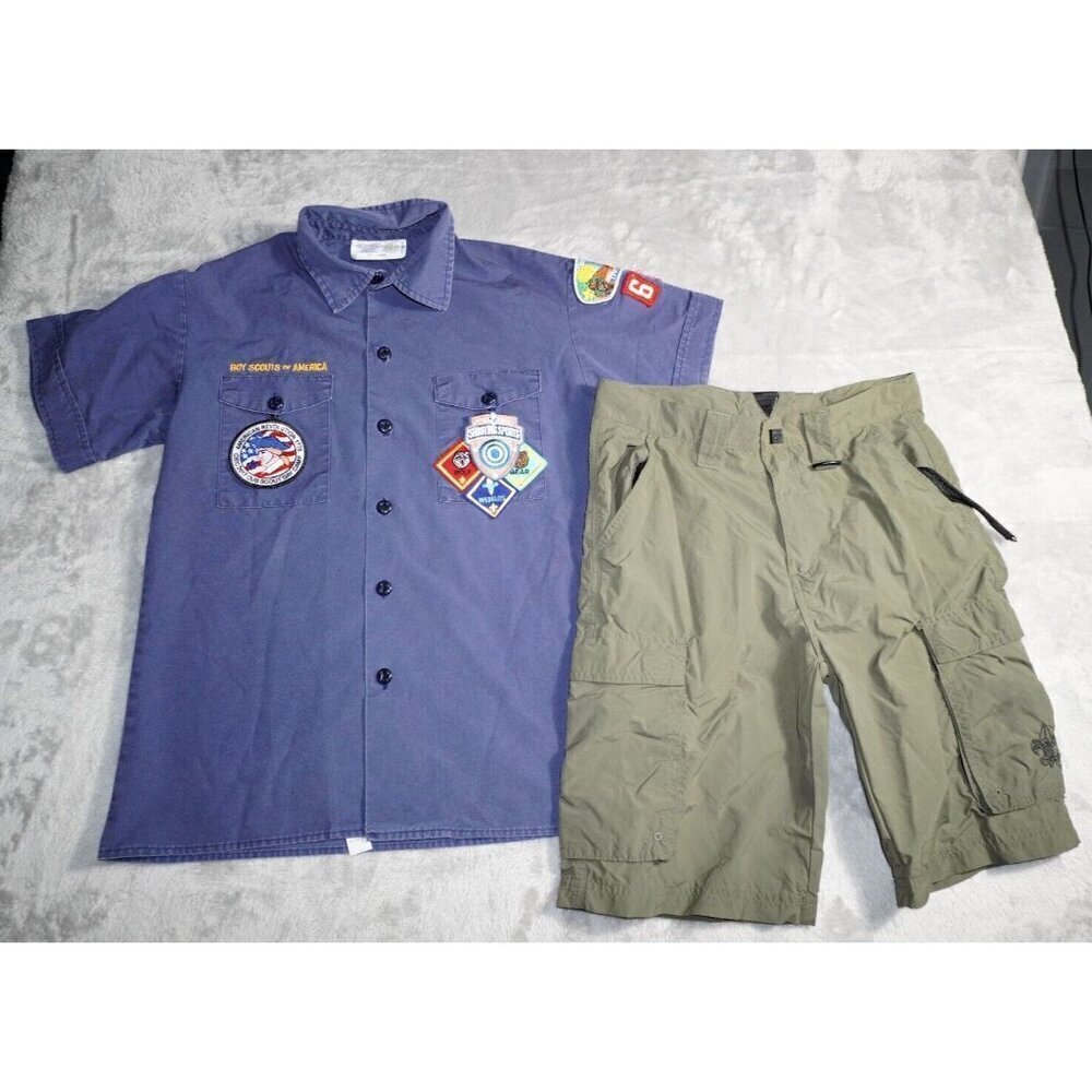 Vintage Youth Boy Scouts of America BSA Uniform Set Shirt w Patches Shorts Large - Picture 3 of 16